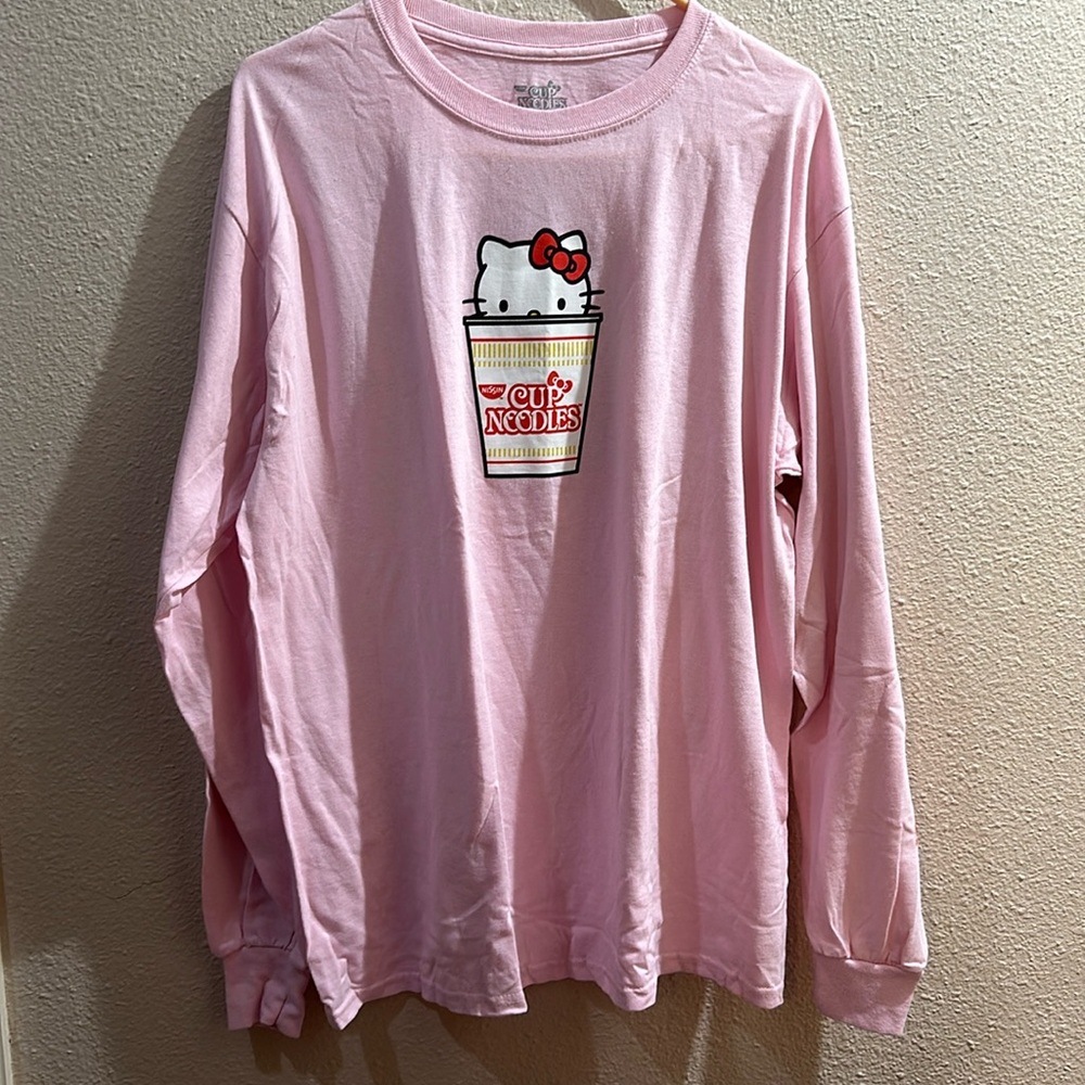 Hello Kitty X Nissin Cup Noodles Collab pink long sleeve tee